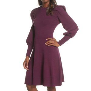 Eliza J Fit/Flare Sweater Dress  Sleeve Accent L